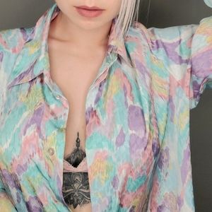 Vintage Pastel Button Down Blouse